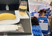 Турист остался в шоке после того, как ему подали один банан в качестве еды в полете