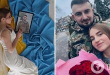 «В этот момент ты умираешь». Невеста погибшего воина устроила фотосессию в свадебном платье и с его портретом